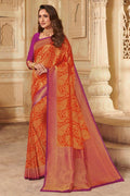 Kanjivaram Saree Orange Pink Zari Woven Handcrafted Kanjivaram Saree saree online