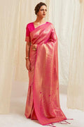 Pastel Pink Shimmery Kanjivaram Saree