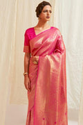 Pastel Pink Shimmery Kanjivaram Saree