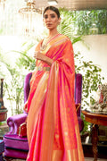 Kanjivaram Saree Peach Kanjivaram Saree saree online