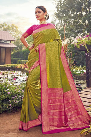 Pear Green Kanjivaram Saree