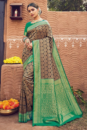 Pecan Brown Kanjivaram Saree