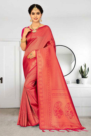 Peony Pink Kanjivaram Saree