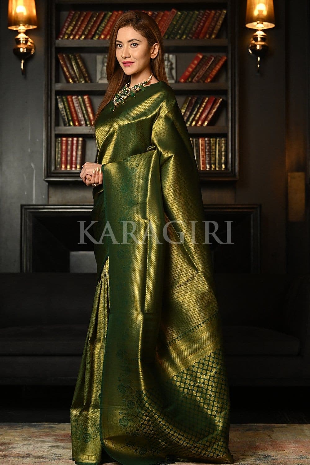 Buy Phthalo Green Kanjivaram Saree online KARAGIRI FESTIVE SALE Karagiri