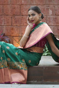 Kanjivaram Saree Pine Green Kanjivaram Saree saree online