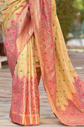 Kanjivaram Saree Pink Yellow Kanjivaram Saree saree online