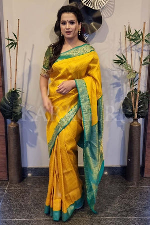 PRAJAKTA GAIKWAD in Honey Yellow Kanjivaram Saree