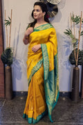 PRAJAKTA GAIKWAD in Honey Yellow Kanjivaram Saree