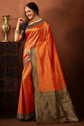 Kanjivaram Saree Princeton Orange Kanjivaram Saree saree online