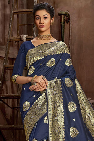 Prussian Blue Kanjivaram Saree
