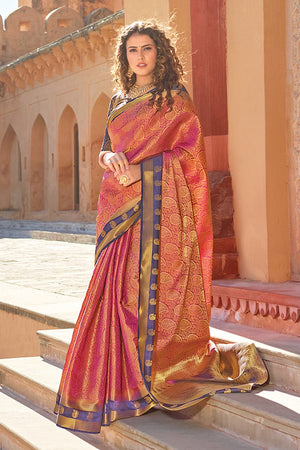 Punch Pink Kanjivaram Saree
