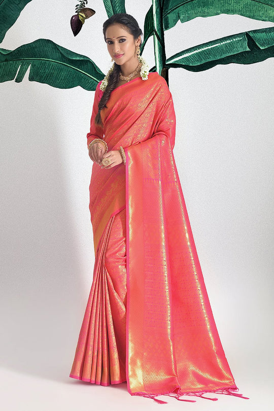 silk saree, pink saree