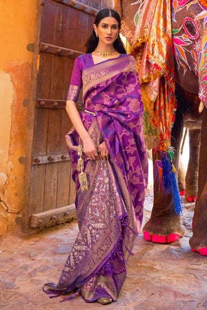 Purple Kanjivaram Saree