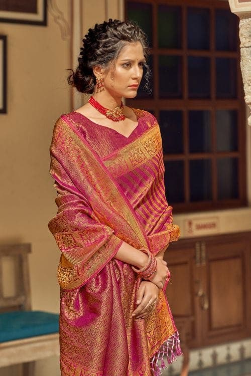 Kanjivaram Saree Rasberry Pink Kanjivaram Saree saree online