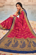 Raspberry Red Kanjivaram Fusion Saree