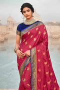 Raspberry Red Kanjivaram Fusion Saree