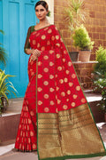 Kanjivaram Saree Red Handcrafted Contemporary Kanjivaram Saree saree online