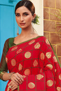 Kanjivaram Saree Red Handcrafted Contemporary Kanjivaram Saree saree online