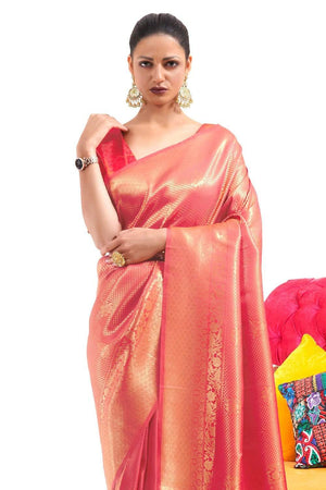 Roman Red Kanjivaram Saree