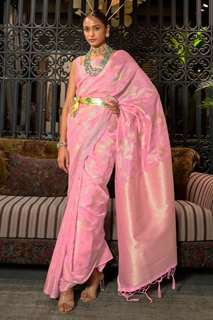 Rose Pink Kanjivaram Saree