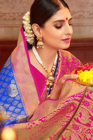 Royal Blue Woven Kanjivaram Saree - Special Wedding Edition