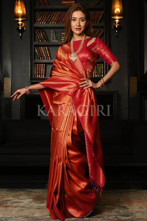 Ruby Red Kanjivaram Saree