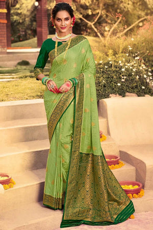 Sage Green Kanjivaram Saree