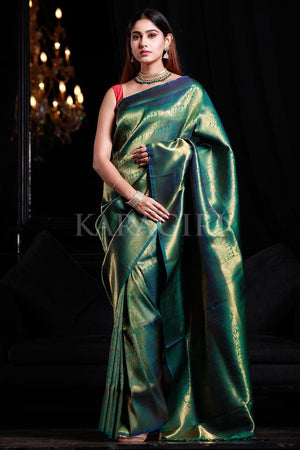 SAI LOKUR in Pea Green Kanjivaram Saree