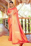 Kanjivaram Saree Salmon Orange Zari Woven Kanjivaram Saree saree online