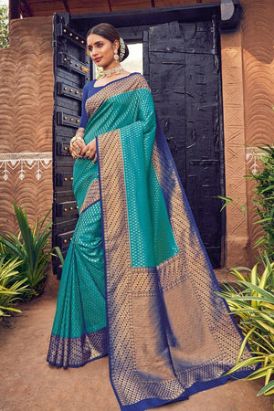 Sapphire Blue Kanjivaram Saree