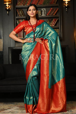 Sapphire Blue Kanjivaram Saree
