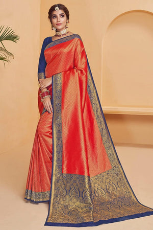 Scarlet Red Kanjivaram Saree