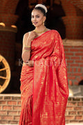 Kanjivaram Saree Scarlet Red Kanjivaram Saree saree online