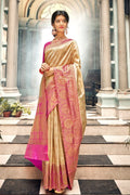 Kanjivaram Saree Soft Golden Handcrafted Customised Kanjivaram Saree saree online
