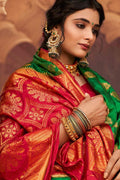 Spring Green Kanjivaram Fusion Saree