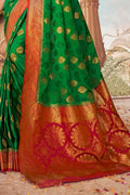 Spring Green Kanjivaram Fusion Saree