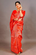 ABHIDNYA BHAVE in Starfish Orange Zari Work Kanjivaram Saree