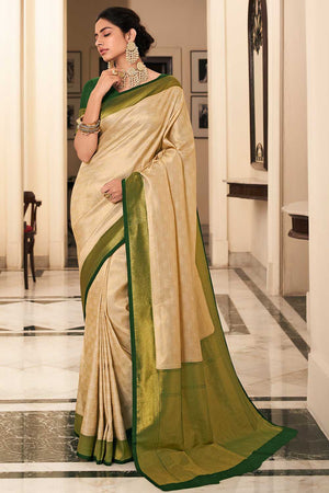 Tan Beige Kanjivaram Saree
