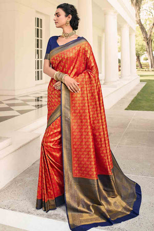Tangerine Orange Kanjivaram Saree