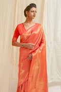 orange kanjivaram saree