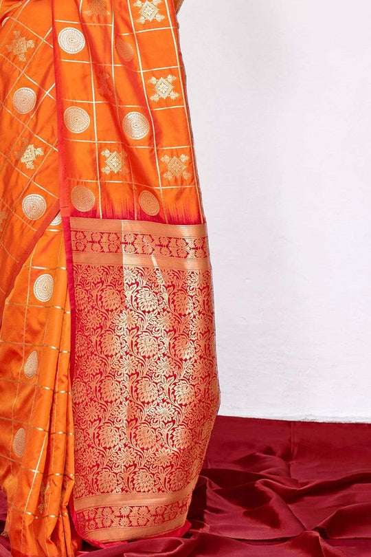 Kanjivaram Saree Tangerine Orange Zari Woven Kanjivaram Saree saree online