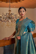 Teal Blue Kanjivaram Saree