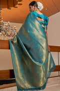 Kanjivaram Saree Teal Blue Kanjivaram Saree saree online