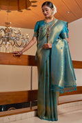 Kanjivaram Saree Teal Blue Kanjivaram Saree saree online