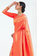 Tomato Orange Kanjivaram Saree