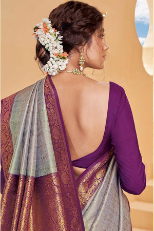 Trout Grey Kanjivaram Saree
