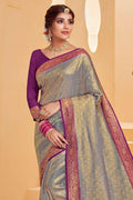 Trout Grey Kanjivaram Saree