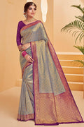 Trout Grey Kanjivaram Saree