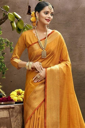 Tunip Yellow Kanjivaram Saree