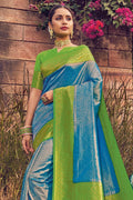 Turquoise Blue Kanjivaram Saree